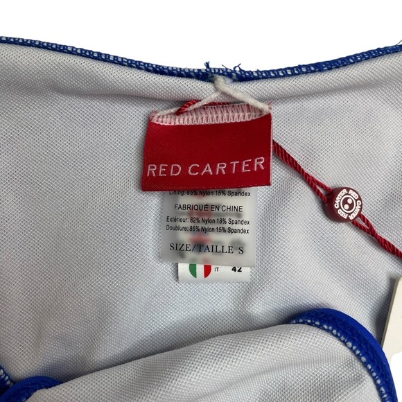 Red Carter Bikini Moonstone Triangle Top & Voyage Blue Tie Side Bottoms Small - Picture 9 of 11